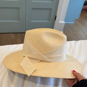 Freya Cream Straw  Gardenia Hat with Ribbon